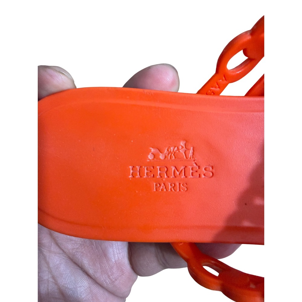 Hermes Rivage Orange Chaine dAncre Jelly Slide Sandals TPU Made in Italy Size 37 - Picture 2 of 3